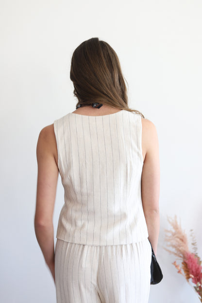 Serinda Stripe Cream Vest