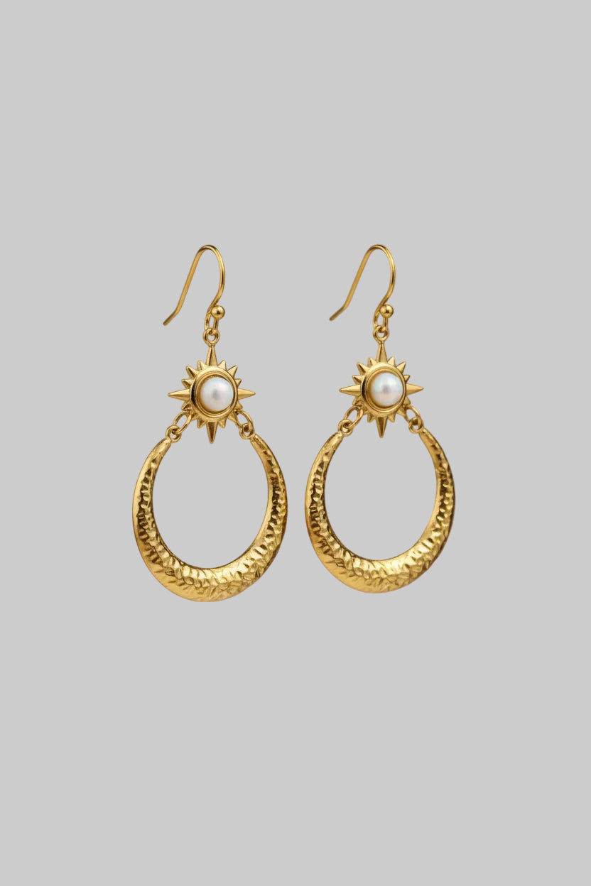 Opal Star Hoop Earring