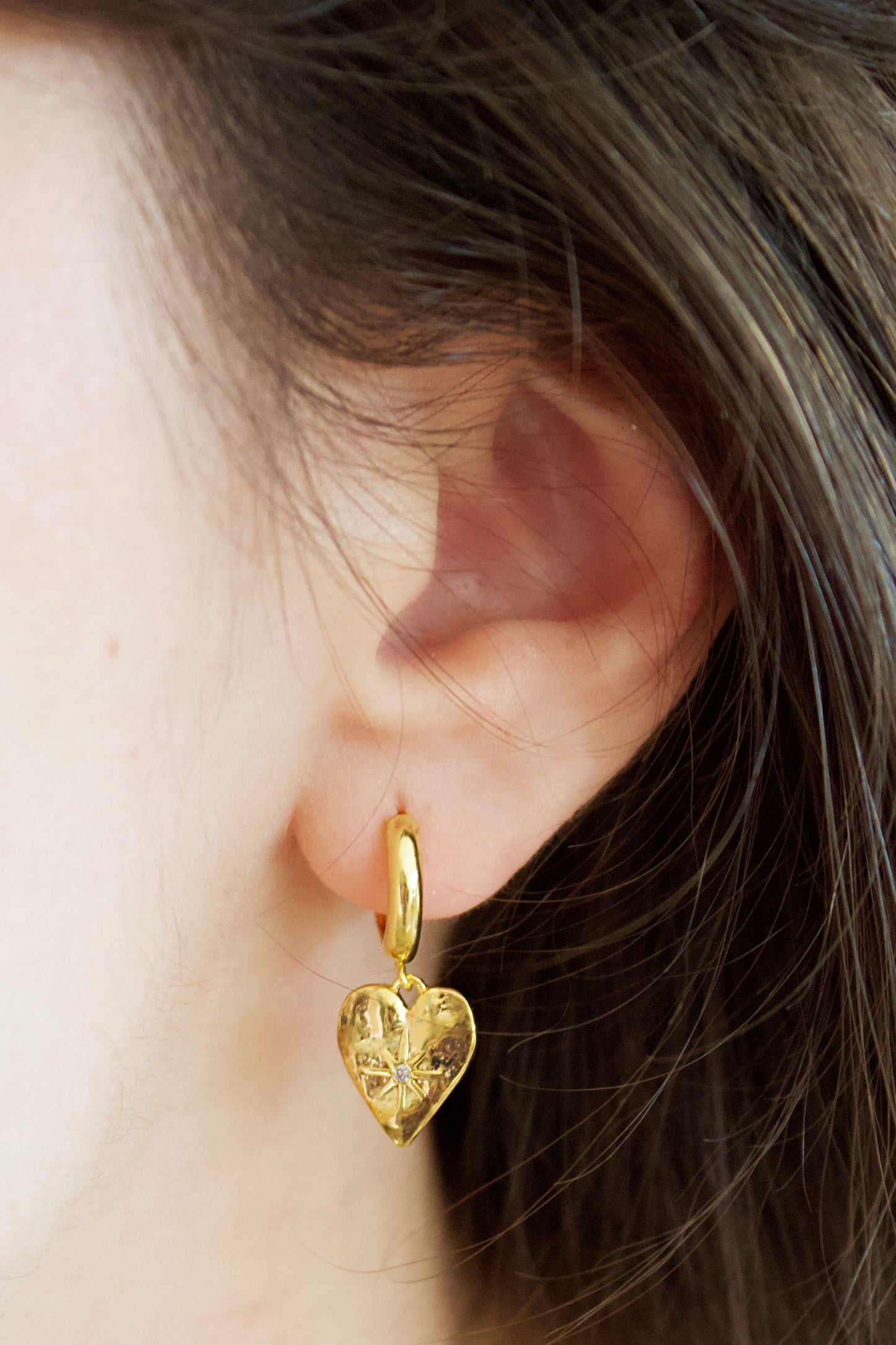 Heart Drop Huggie Earring