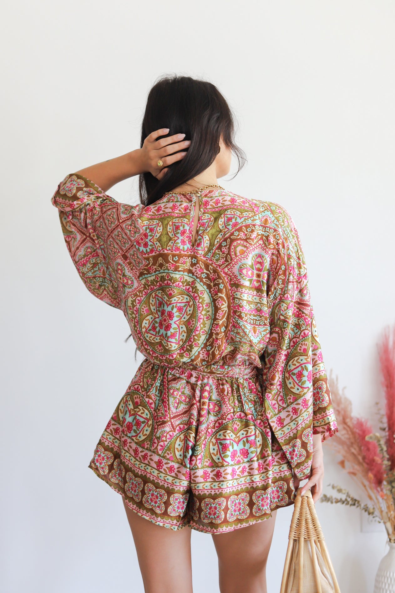 Sonya Printed Satin Romper
