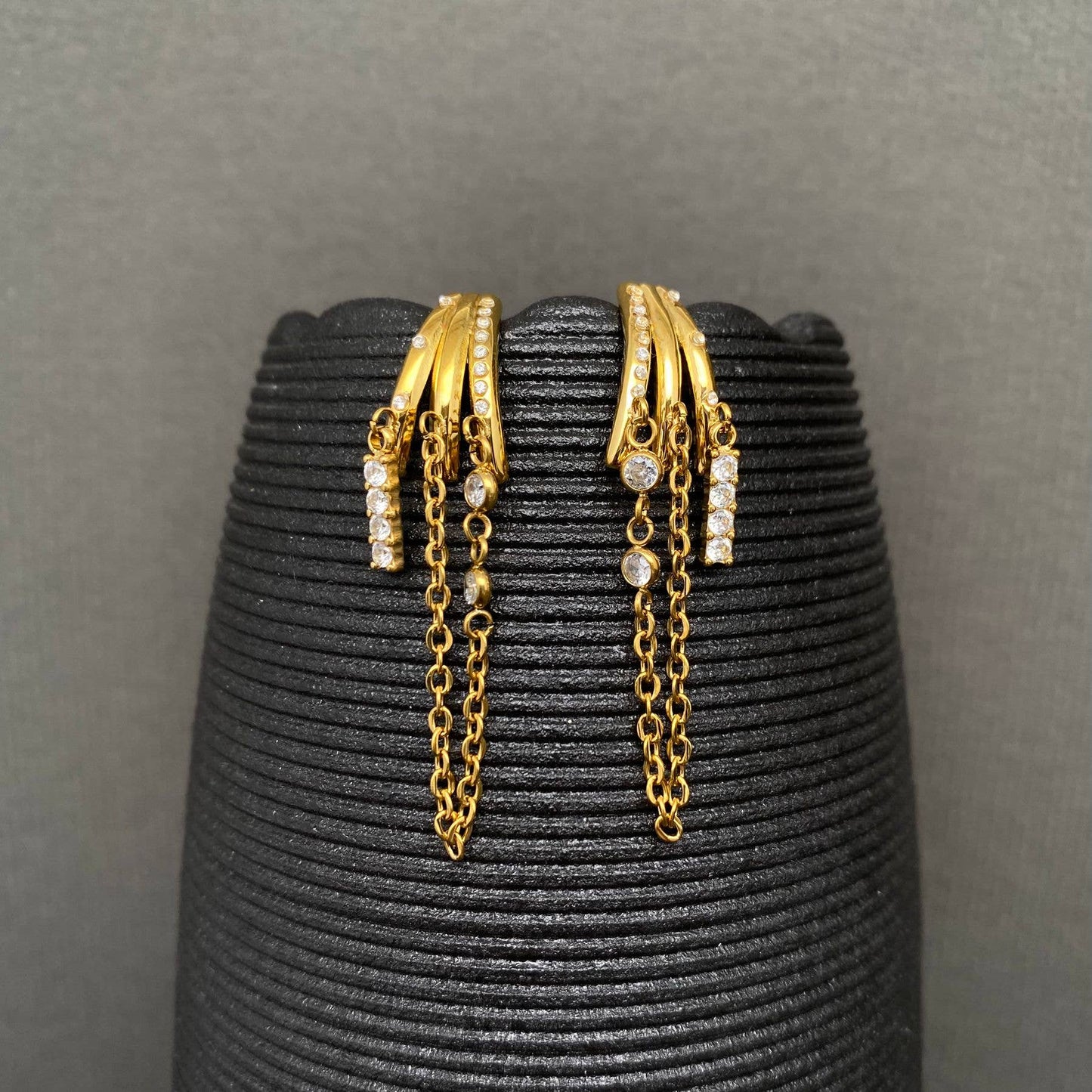 Chain Fringe Gold Earrings