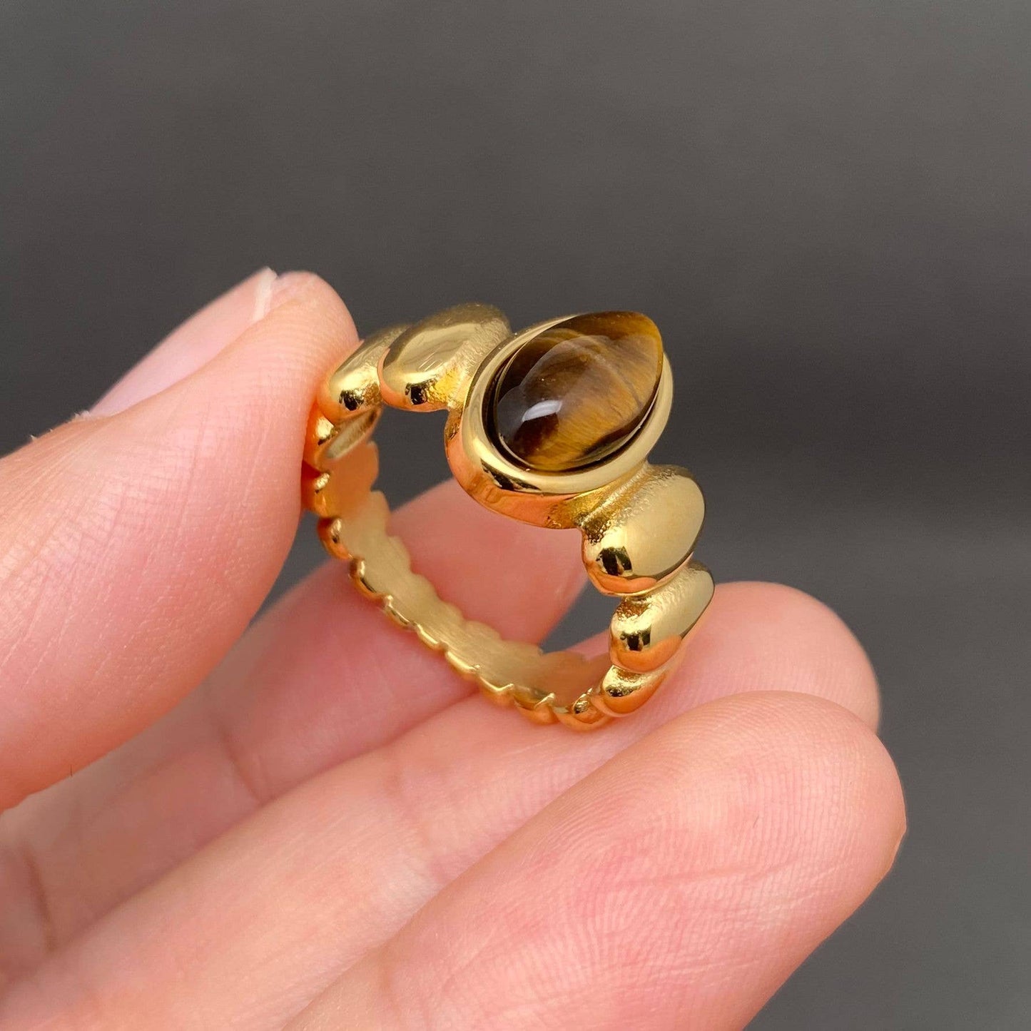 Tiger's Eye Stone Ring