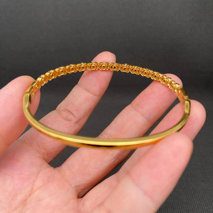 Zircon Inlaid 18K Gold Plated Stainless Steel Bangle - FGS
