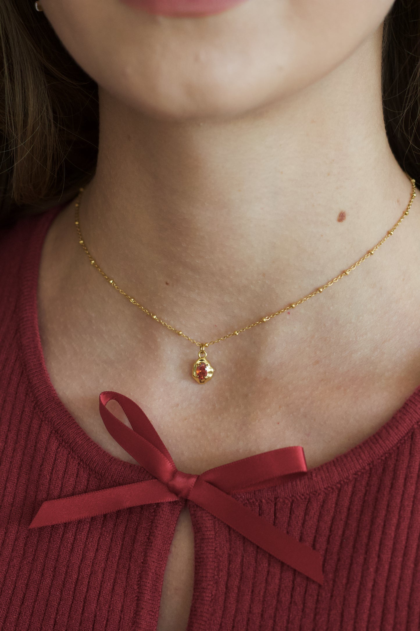 Petite Red CZ Necklace