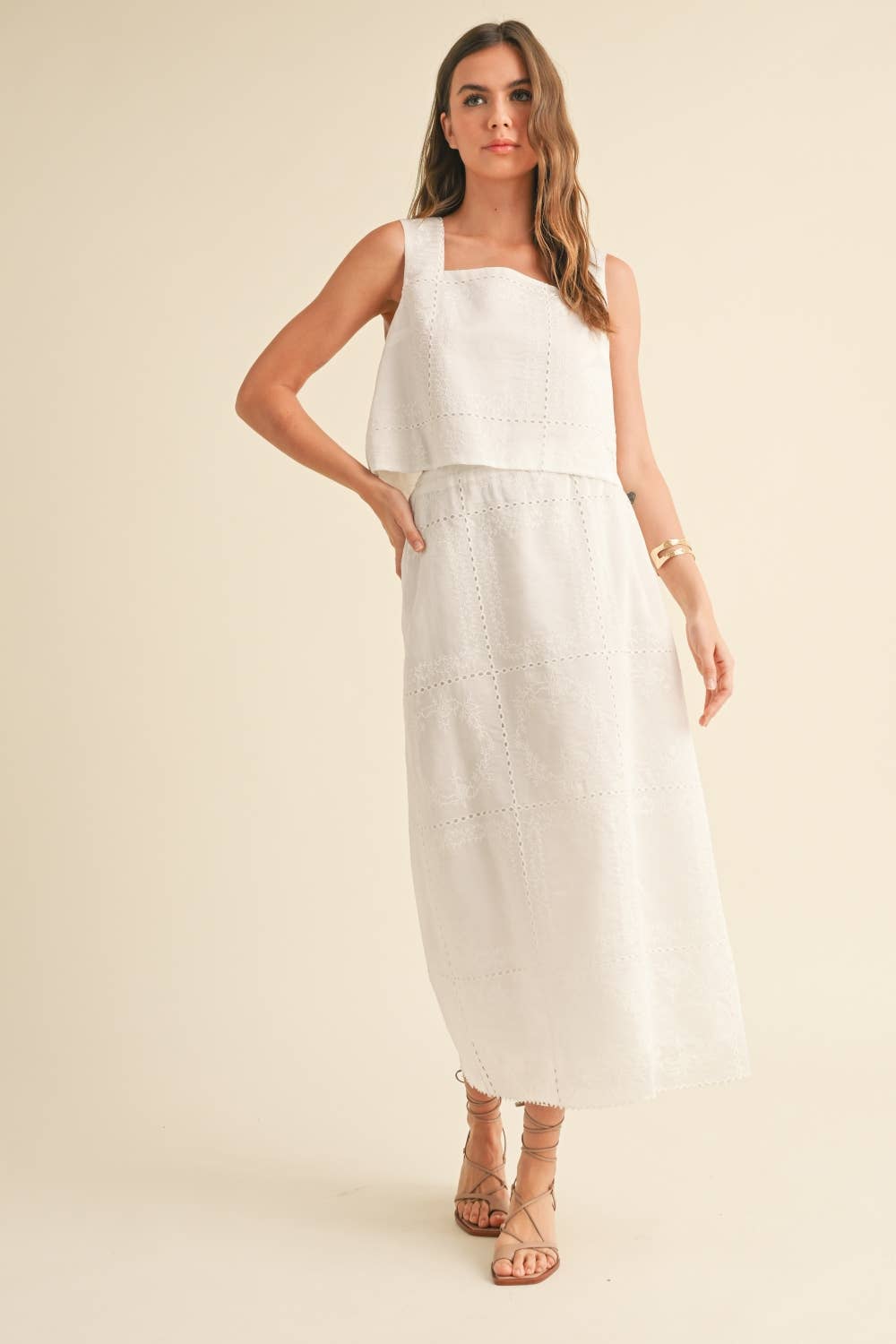 Letia Eyelet Set White Skirt