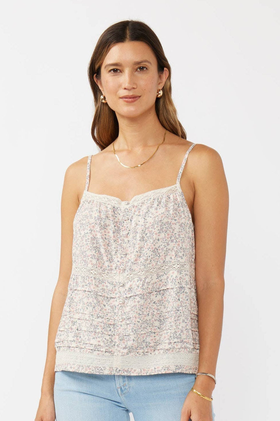 Padma Floral Lace Trim Tank