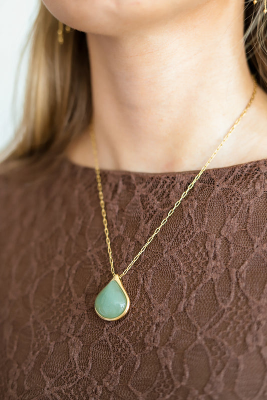 Teardrop Large Jade Stone Necklace