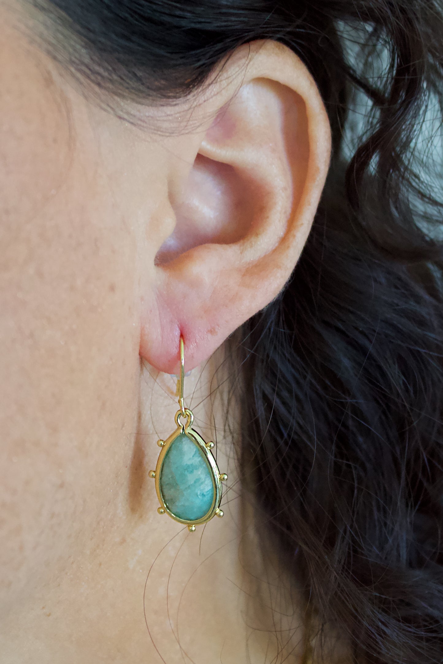 Teardrop Amazonite Stone Earring