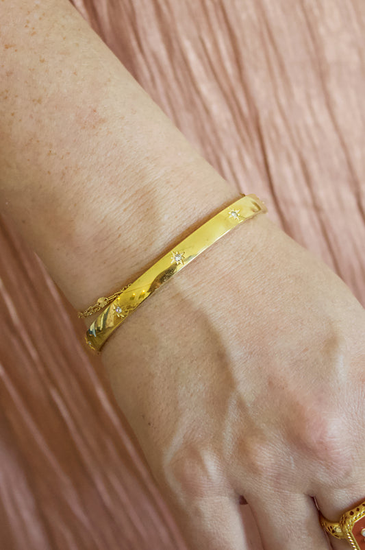 Pave CZ Gold Metal Bracelet