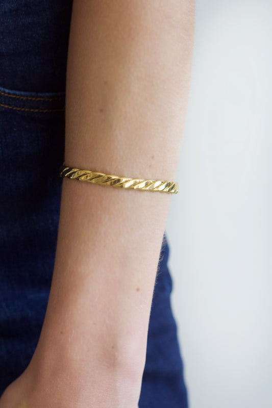 Braided Thin Gold Bangle