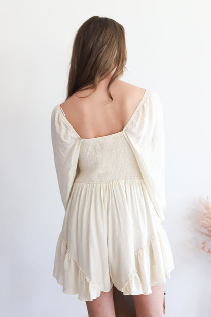Kristin Ruffle Cream Romper