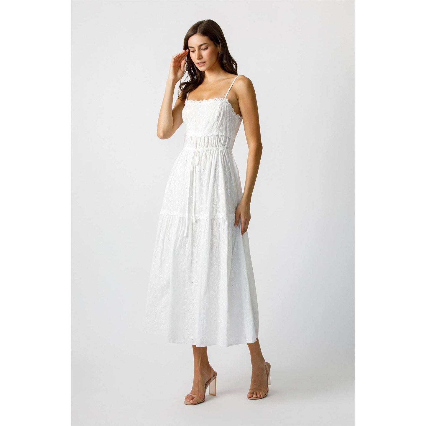Kirsten Floral White Midi Dress