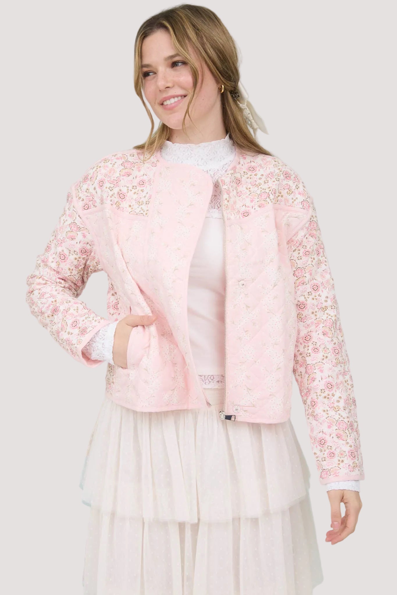 Floral Block Quilt Jacket