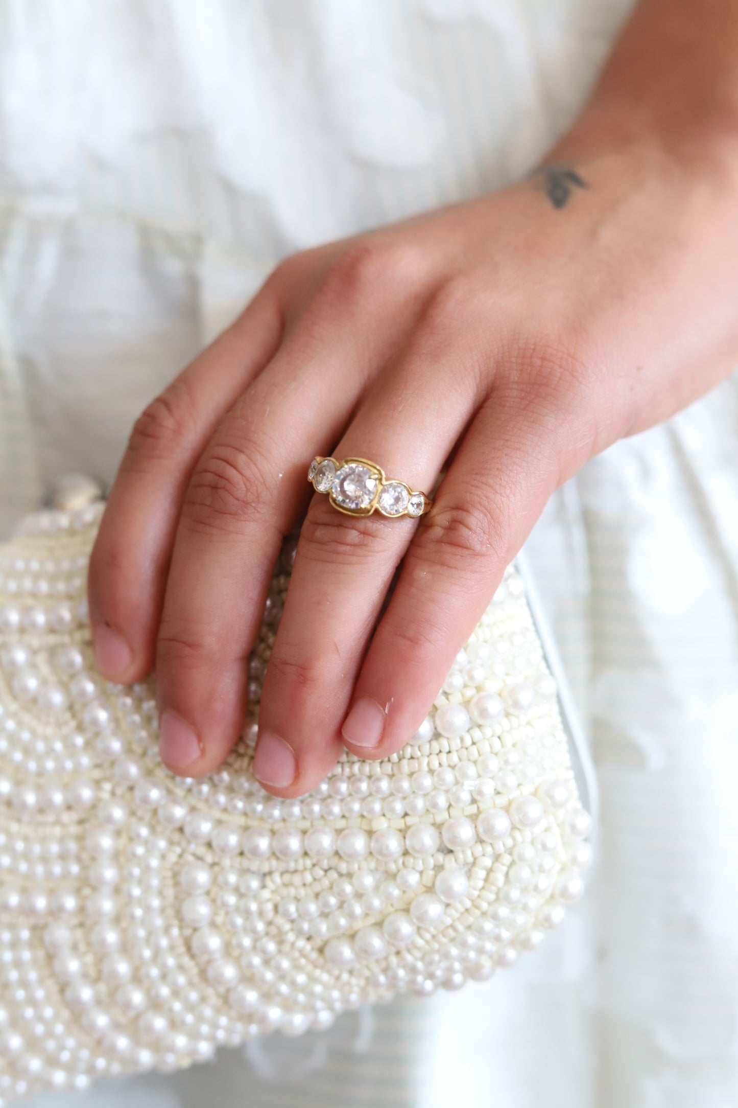 Gold Cubic Zirconia Statement Ring