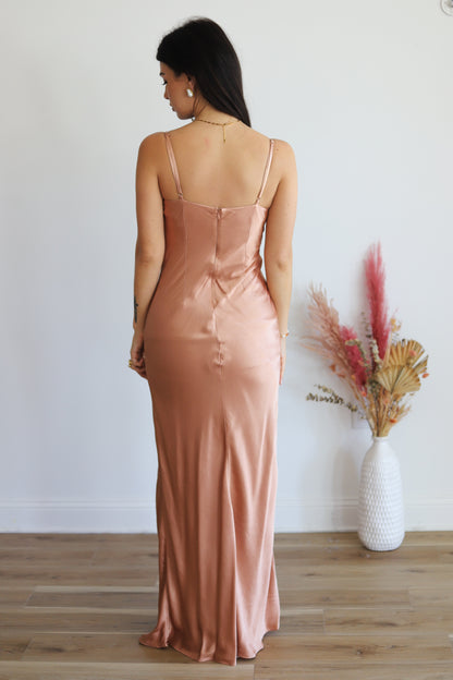 Anyanka Orange Satin Maxi