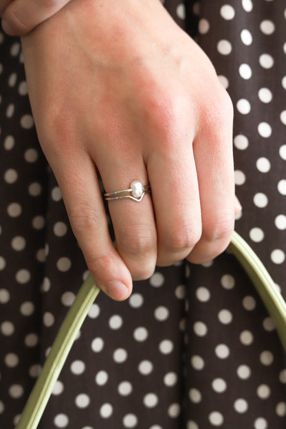 Pearl Charm Silver Ring