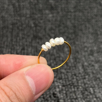 Thin Multi Pearl Gold Ring