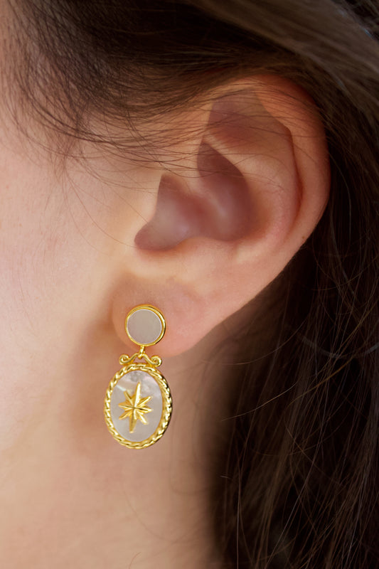 Oval Star Shell Earring