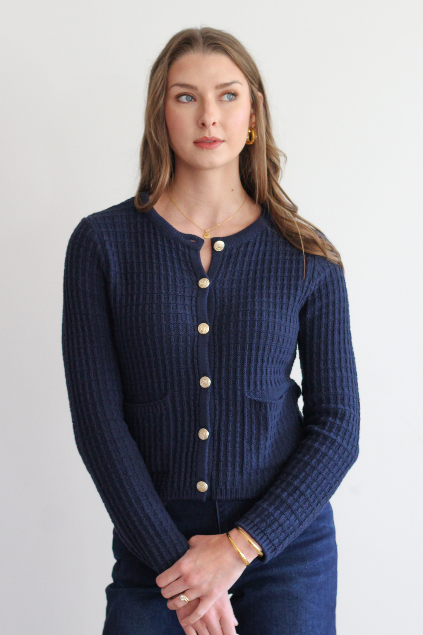 Katie Textured Navy Cardigan