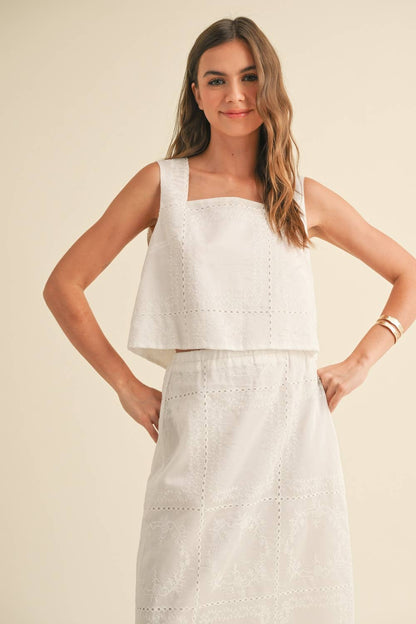 Letia White Eyelet Set Top