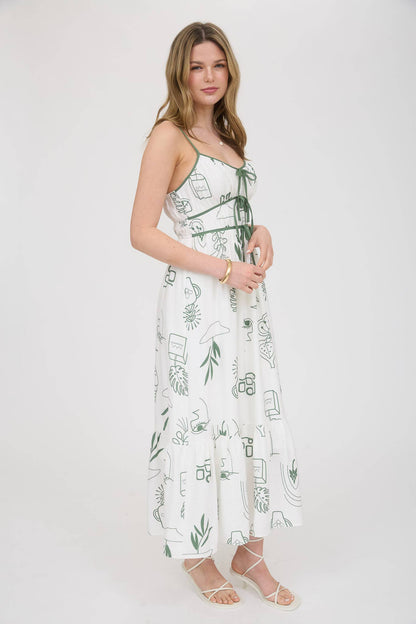 Parloma Green Print Midi Dress