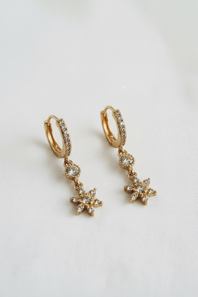 CZ Flower Hoop Earrings