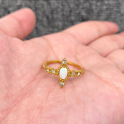 Inlaid CZ&Opal Ring