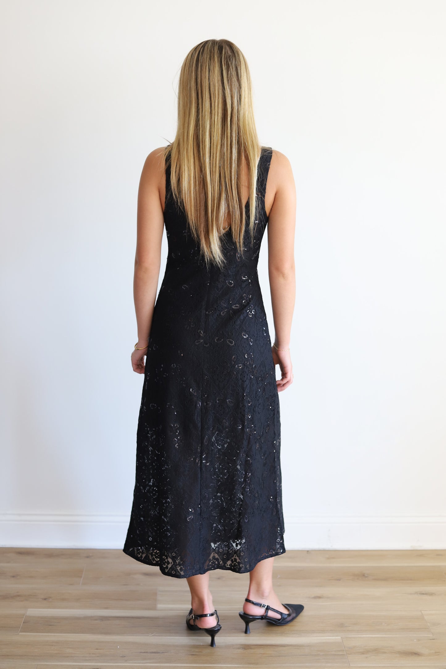 Hape Black Sequin Midi Dress