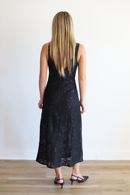 Hape Black Sequin Midi Dress