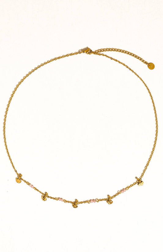 Pink Beaded Charm Chain Necklace