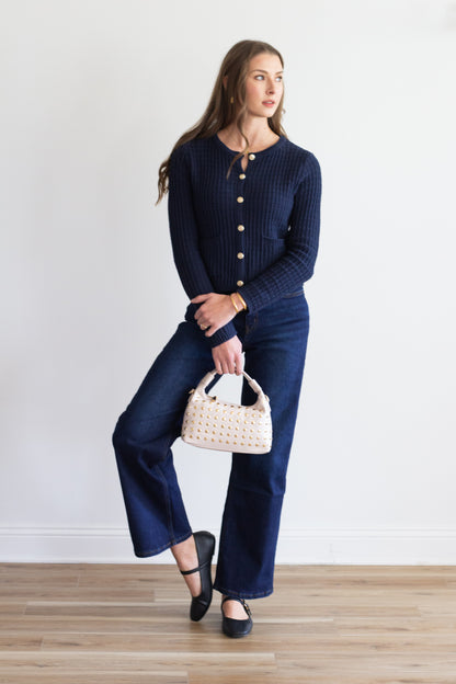 Katie Textured Navy Cardigan