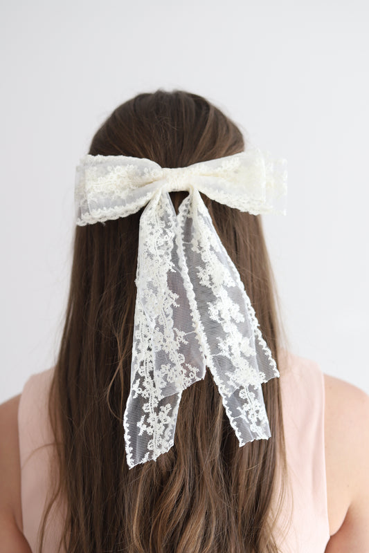 Cream Lace Hair Bow