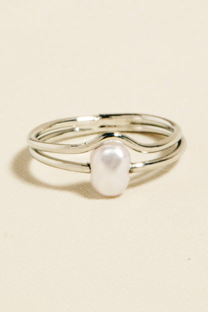 Pearl Charm Silver Ring