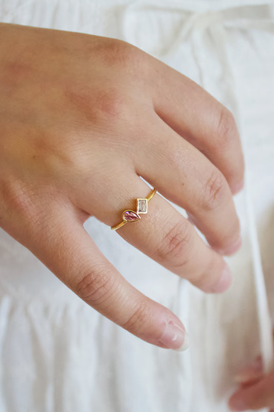 Double CZ Stud Open Ring