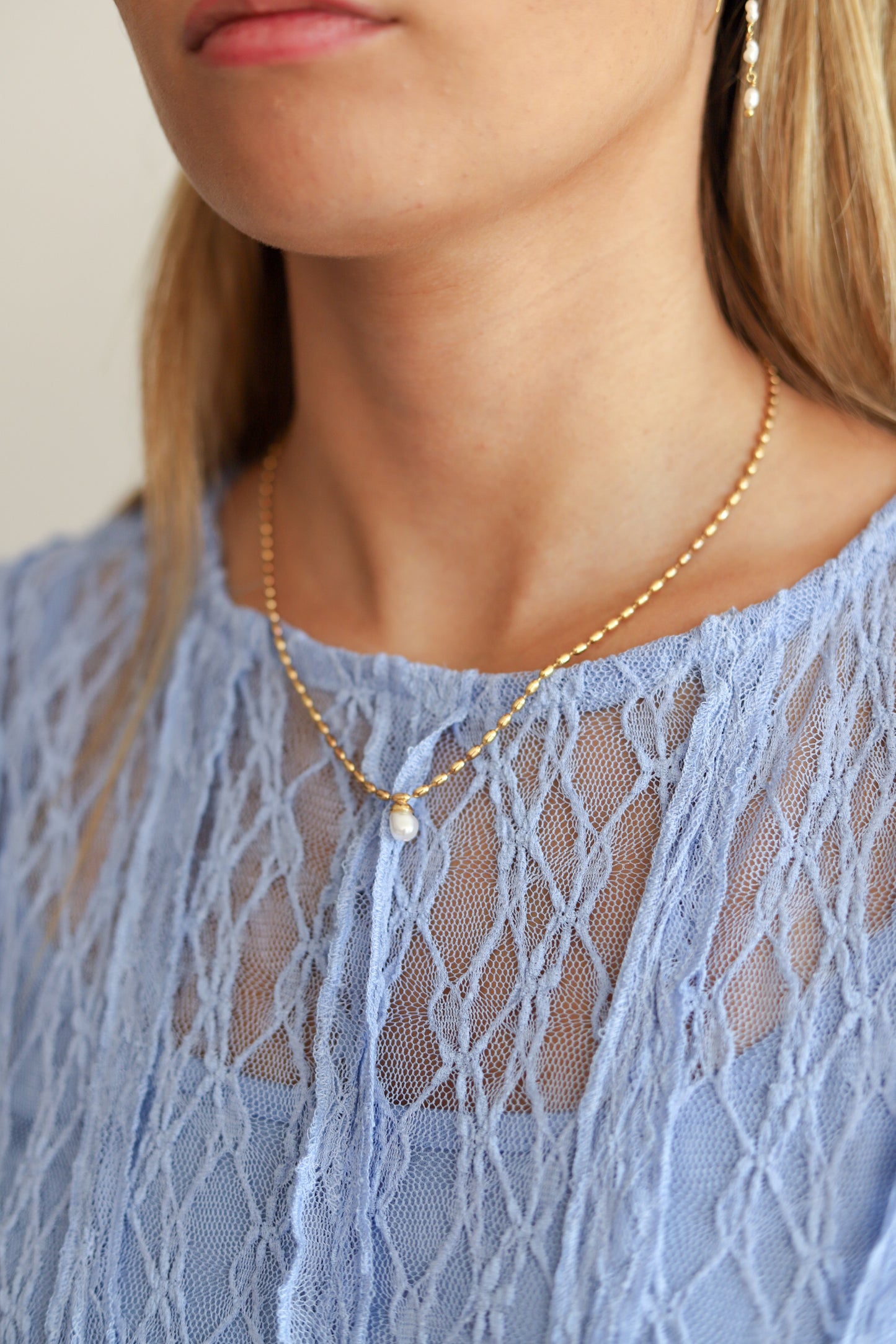 Pearl Pendant Rice Ball Necklace