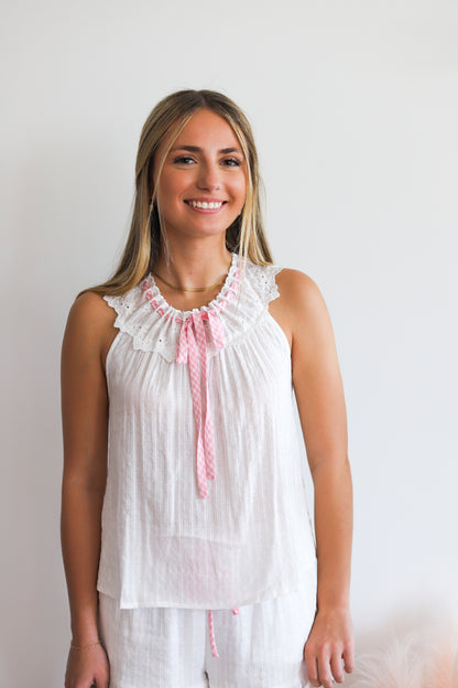 Mayah Gingham Ribbon White Set