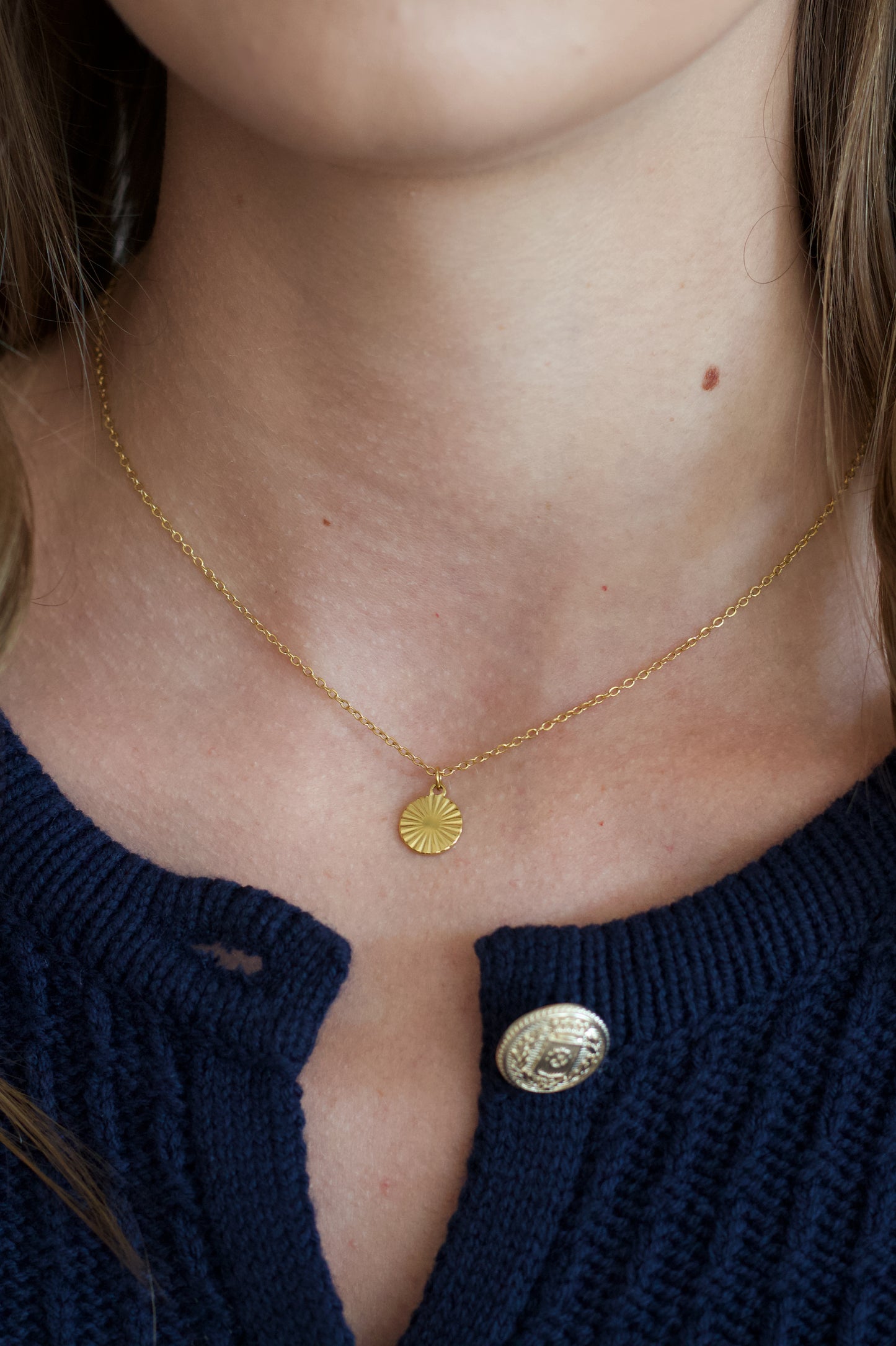 Round Sun Coin Necklace