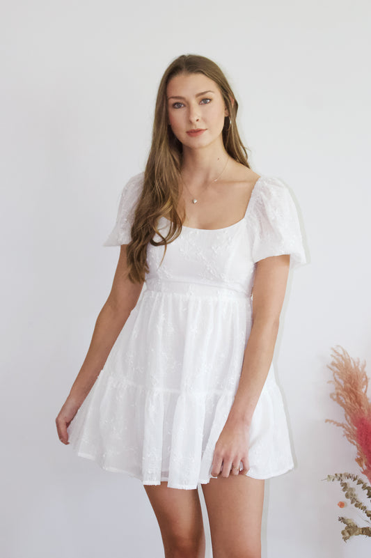 Gail Embroidered White Dress