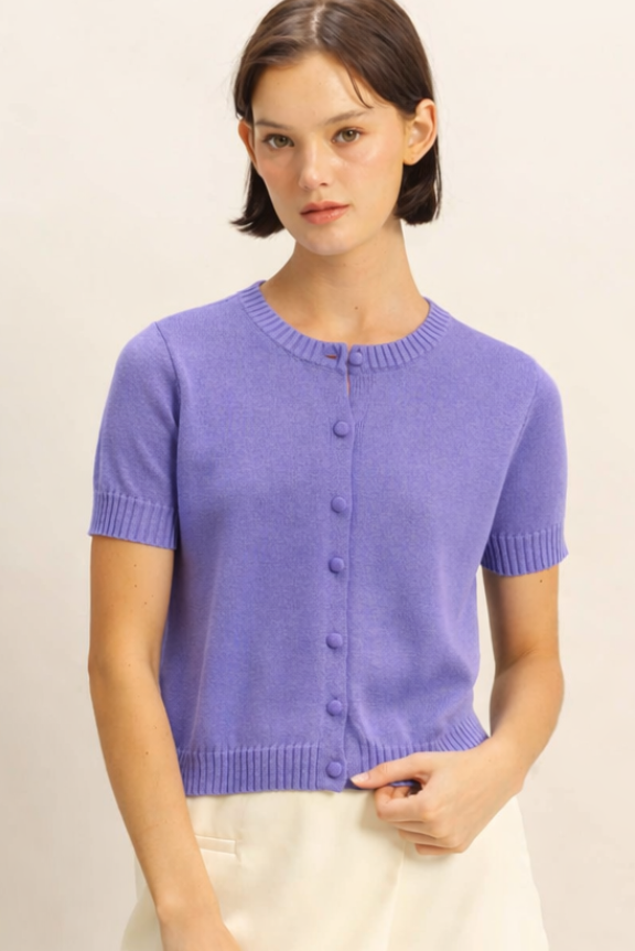 Jalissa Button Purple Cardigan Top