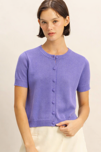Jalissa Button Purple Cardigan Top