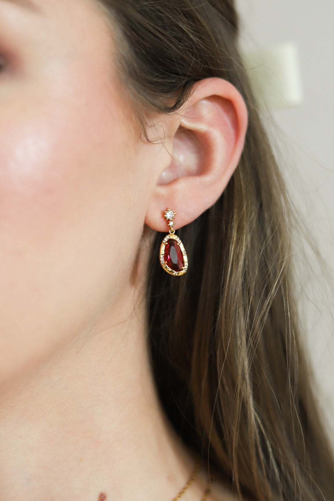 Dressy Red Gemstone Earring