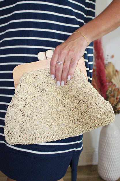 Straw Woven Frame Clutch