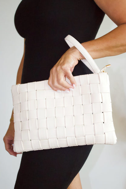 Basket Weave White Bag