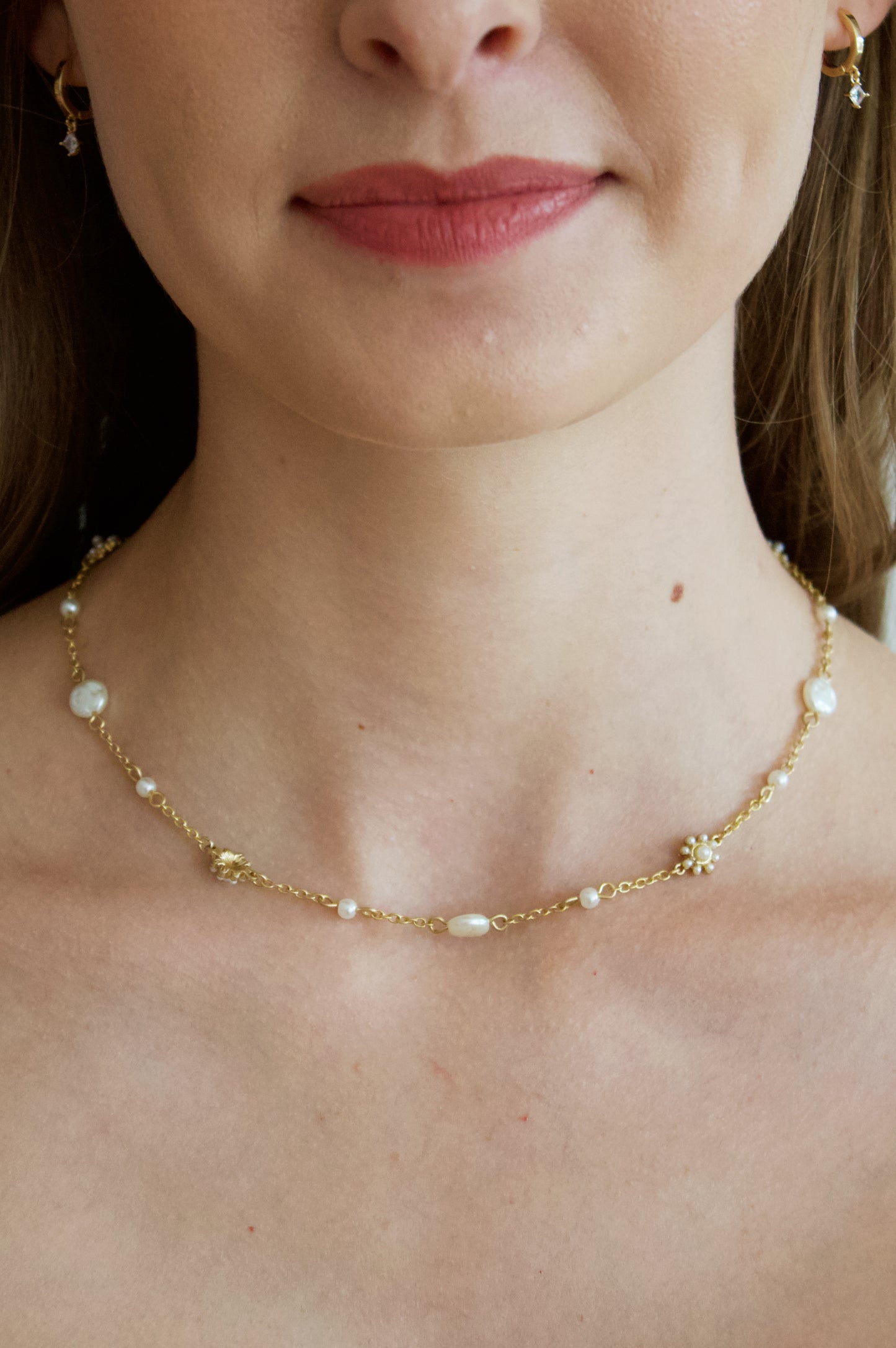 Flower & Baroque Pearl Necklace