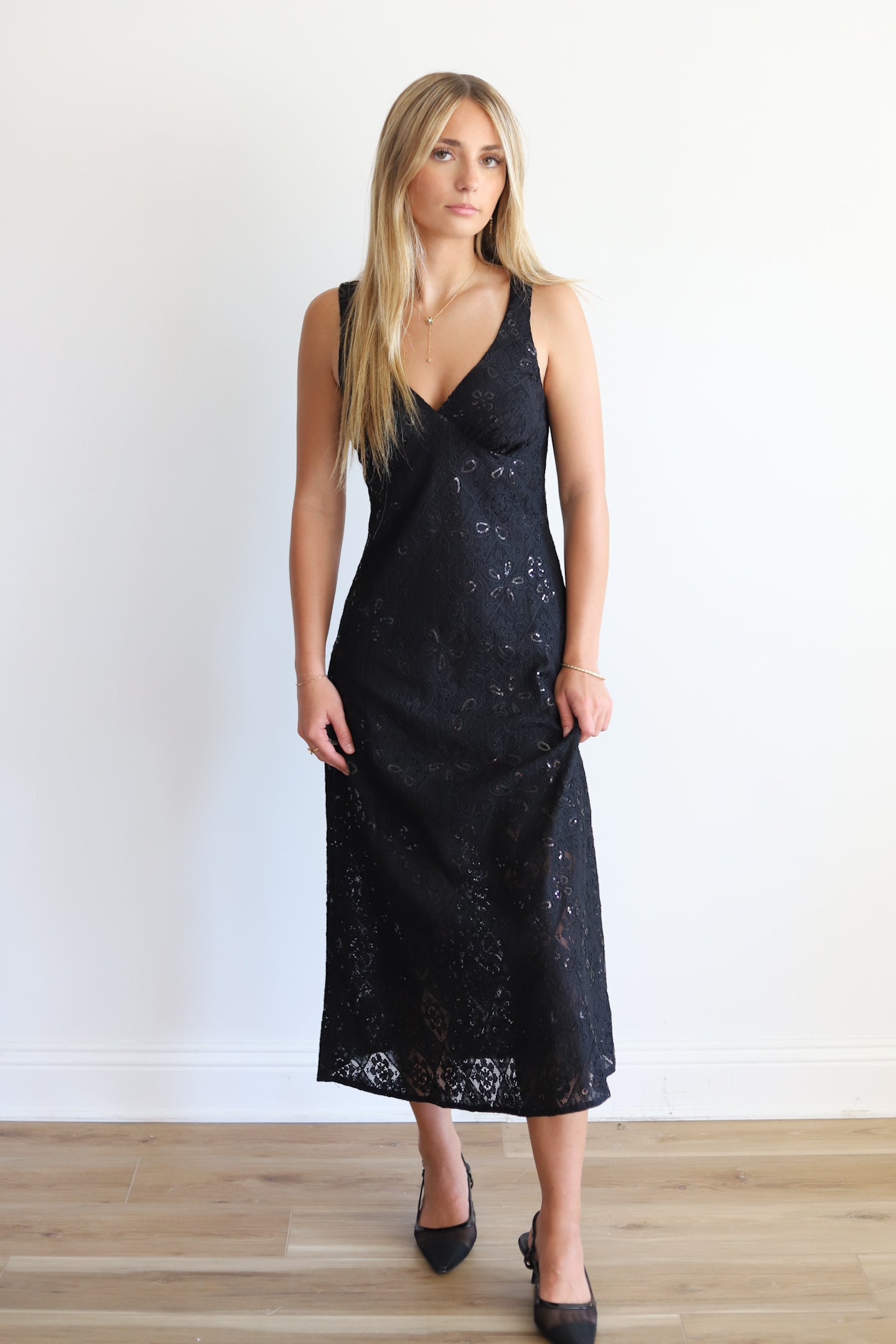 Hape Black Sequin Midi Dress