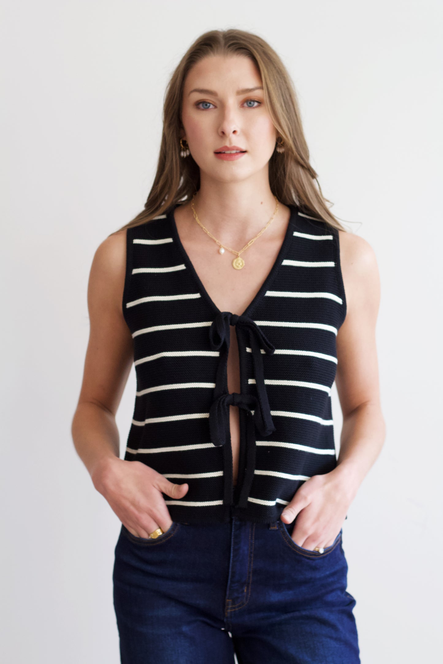 Wiley Stripe Black & White Vest