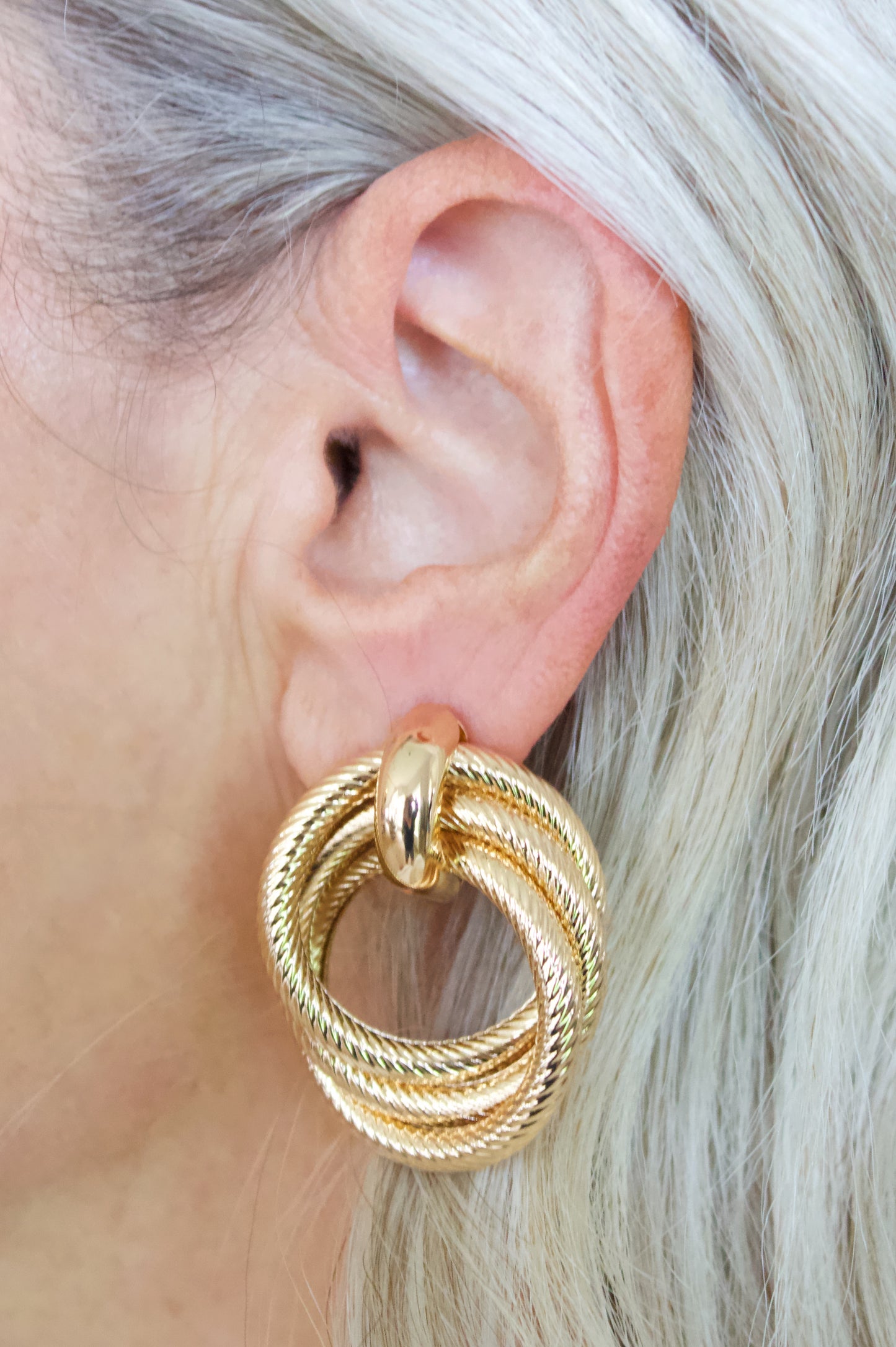 Gold Layer Twist Door Knocker Earring