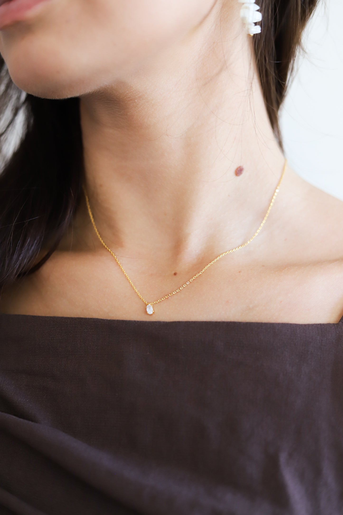 Crystal Pendant Gold Necklace