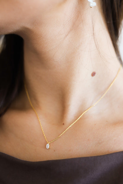 Crystal Pendant Gold Necklace