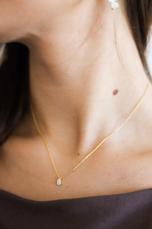 Crystal Pendant Gold Necklace